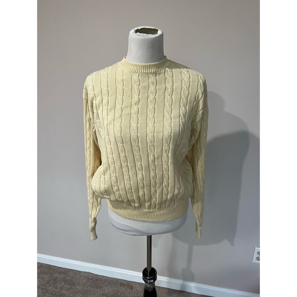 Brooks Brothers women sweater cable knit cotton high neck long sleeve size S
